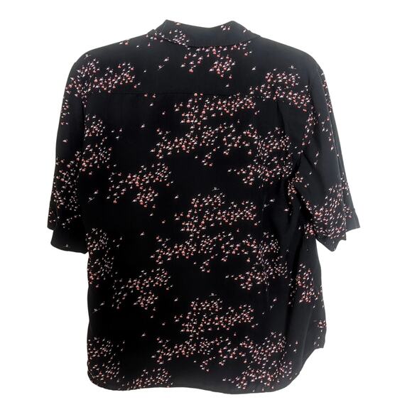 Ines de La Fressange Uniqlo Black Pink Flamingo Print Button Down Top Small - Picture 4 of 4
